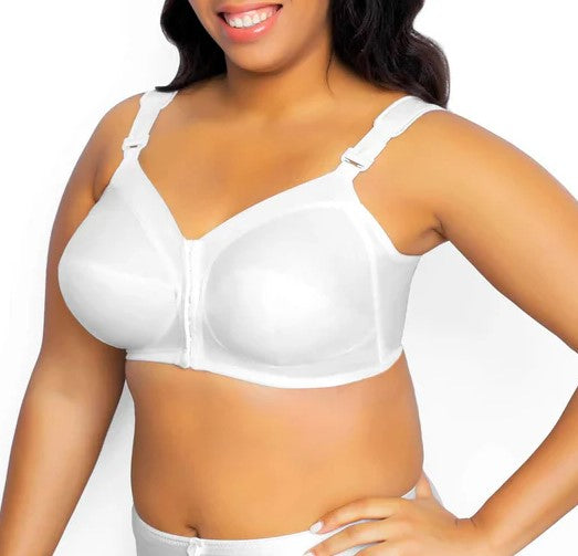 Exquisite Form Classic Wireless Full-Coverage Bra with Front Closure White