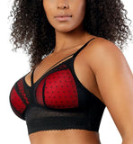 Parfait Mia Dot Wire-Free Padded Mesh Bralette Black