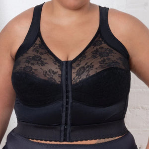 Cortland Intimates Front Closure Back Support Long Line Bra Black
