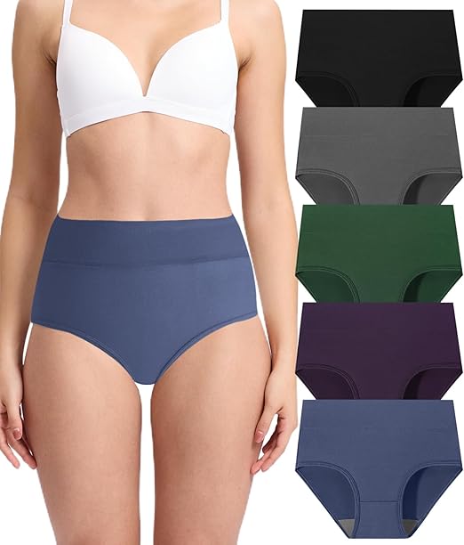 0008 Women's Underwear High Waisted Briefs Full Coverage Soft and Breathable Panties