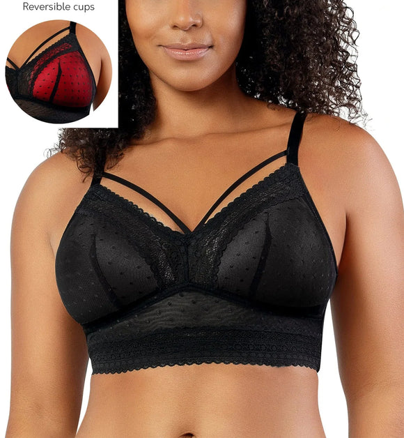 Parfait Mia Dot Wire-Free Padded Mesh Bralette Black