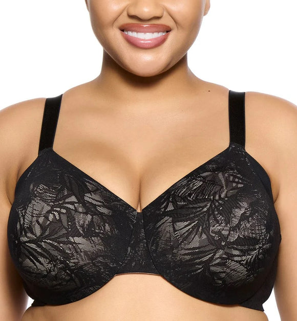 Paramour Jessamine Unlined Side Smoothing Minimizer Bra Black