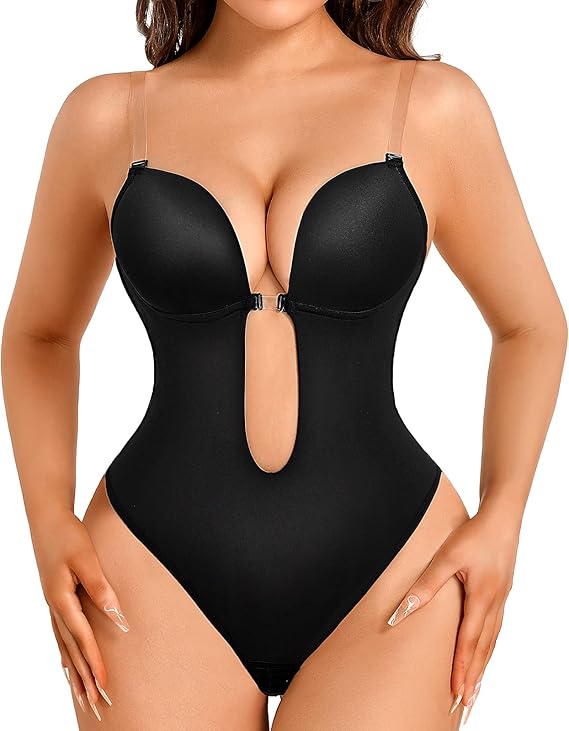 Shapewear Backless Bodysuit Strapless: Low-back Thong Body-shaper Invisible Women - Build in Bra Open-back Bodysuits